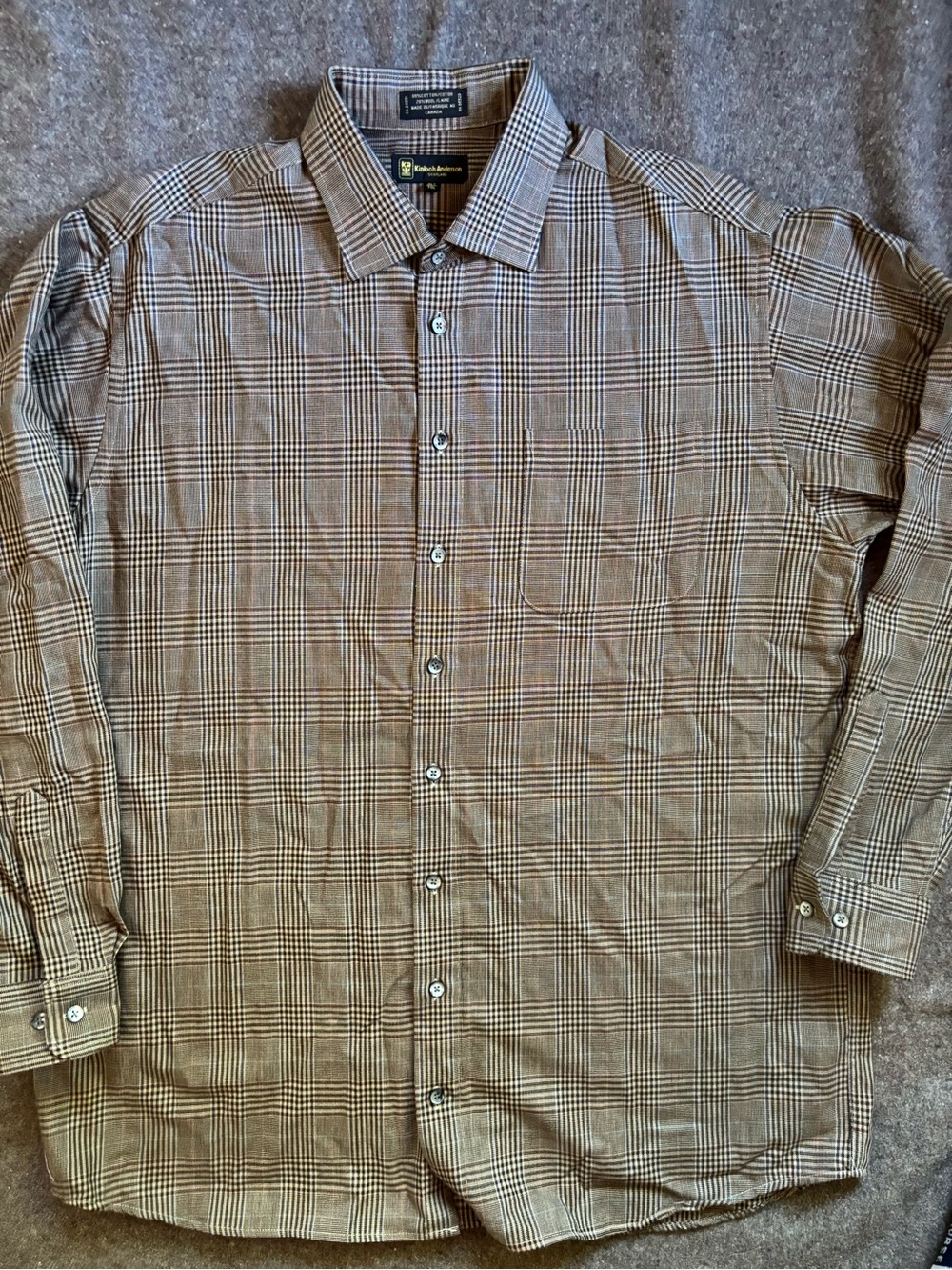 Kinloch Anderson Men's Brown Plaid Casual Shirt. Size XLT
